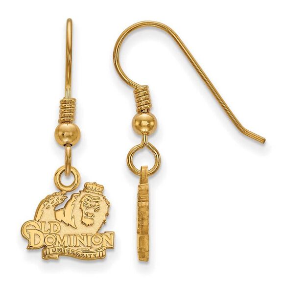 14k Gold Plated Silver Old Dominion University XS Tiny Dangle Earrings - Picture 1 of 3